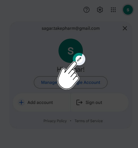 Select Pen Icon to Edit Gmail Profile Picture