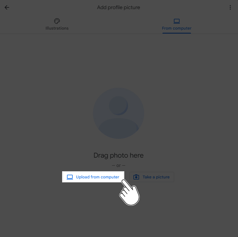 Upload Image to Add Gmail Profile Picture