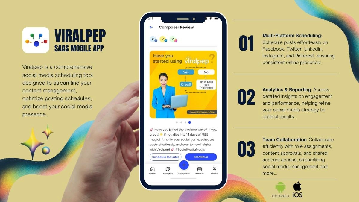 Viralpep app dashboard, Android app for social media marketing