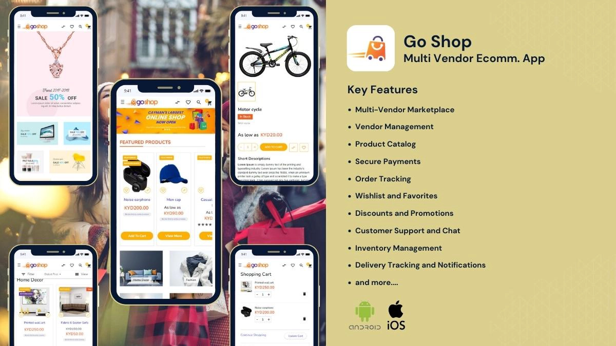 Go Shop marketplace app browsing screen