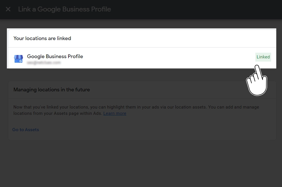 Google Business Profile Successfully Linked to Google Ads