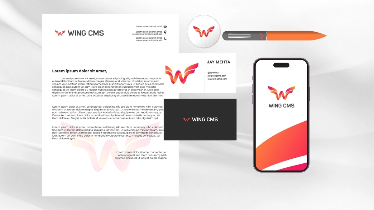 Wing CMS branding, Content management system agency logo