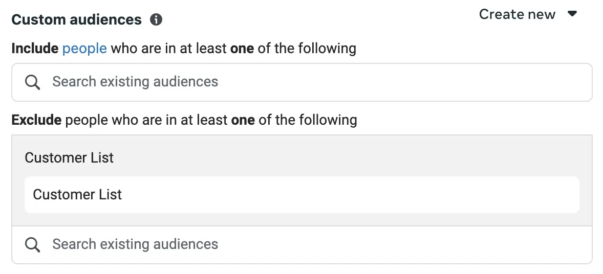 Custom audience selection interface: crucial point of meta ad health check for focused targeting Custom audience selection interface: crucial point of meta ad health check for focused targeting