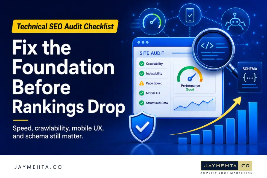 Google Search Algorithm Changes: What Businesses Need to Know in 2026 Technical SEO checklist showing page speed crawl errors schema and mobile optimization