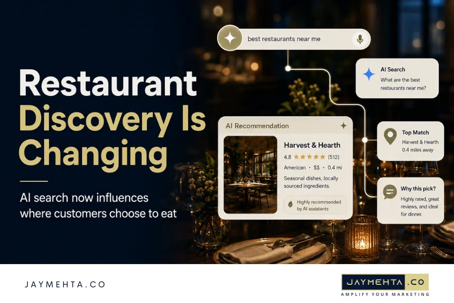 Restaurant AI Search Marketing: How to Get Found on Google, ChatGPT, Gemini, and “Best Near Me” Searches in 2026 Restaurant AI Search Marketing Explaining AI Powered Restaurant Discovery