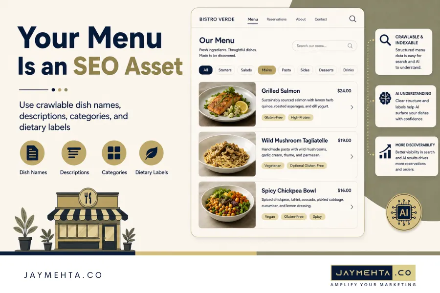 Restaurant AI Search Marketing: How to Get Found on Google, ChatGPT, Gemini, and “Best Near Me” Searches in 2026 Searchable Restaurant Menu Page for AI Search and Restaurant SEO